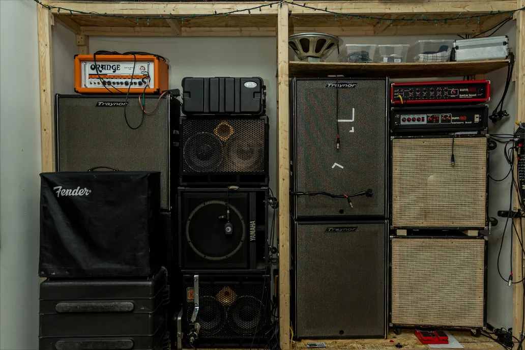 Marsonic rehearsal room amp wall ready for a band room plan